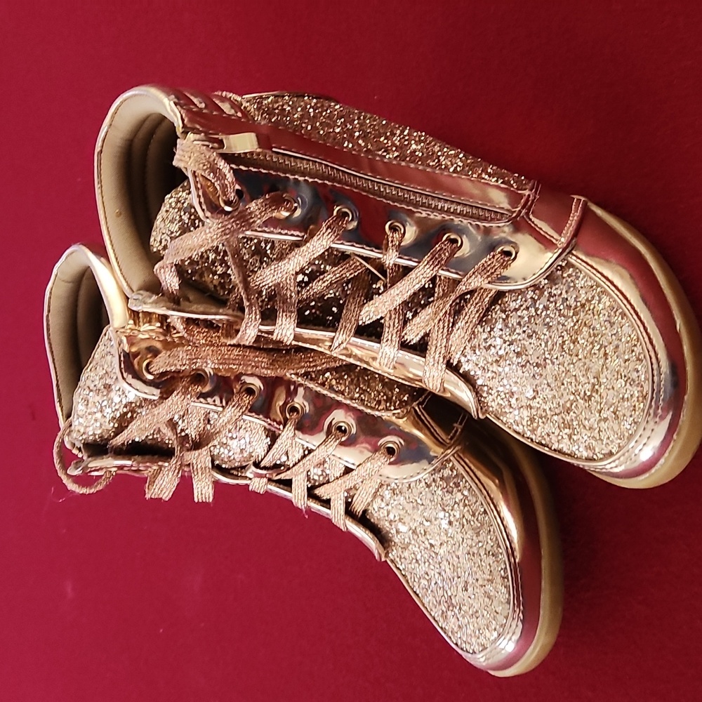 Rose gold high top ankle shoes